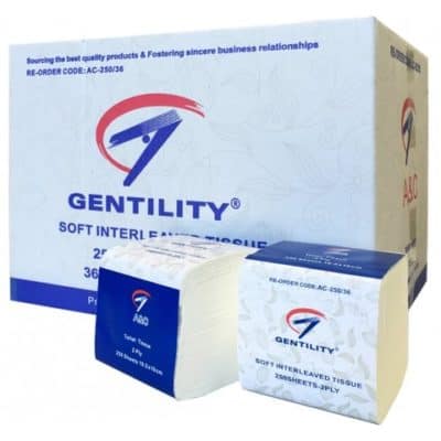 A&C Gentility Interleaved Toilet Tissues 2 Ply 250 Sheet Carton/36