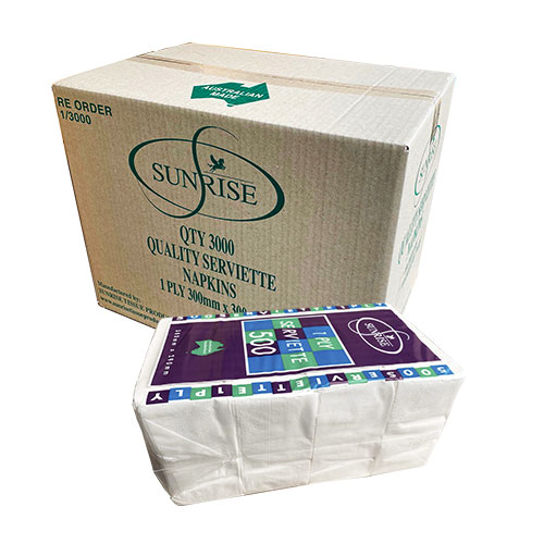 Sunrise 1 Ply Lunch Napkins M Fold White - Disposable King