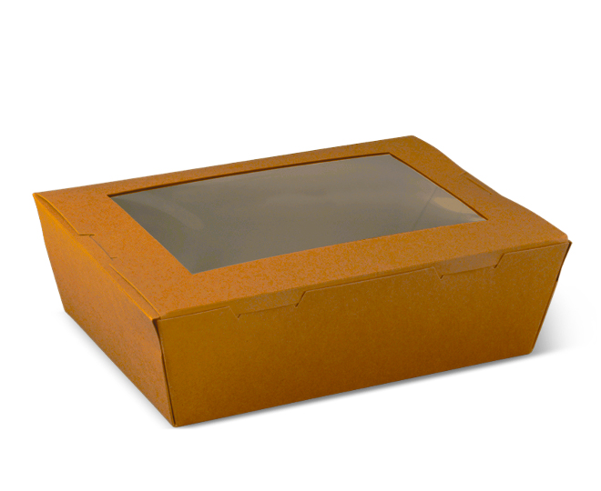 Brown Kraft Lunch Box w/PLA Window Large Ctn/200 Disposable King