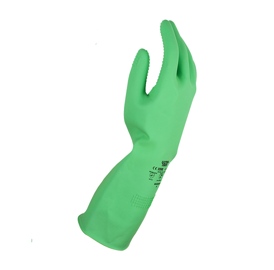 green rubber gloves