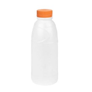 500ml HDPE Natural Round Bottle Standard 38mm Orange Lids - Disposable King