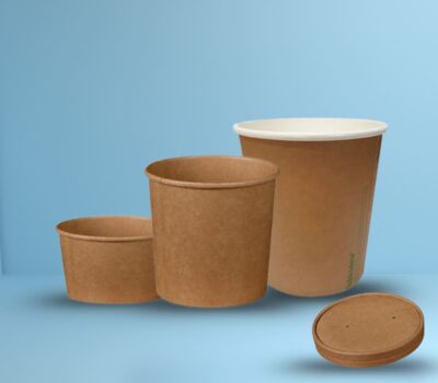 brown kraft food / soup bowls & lids